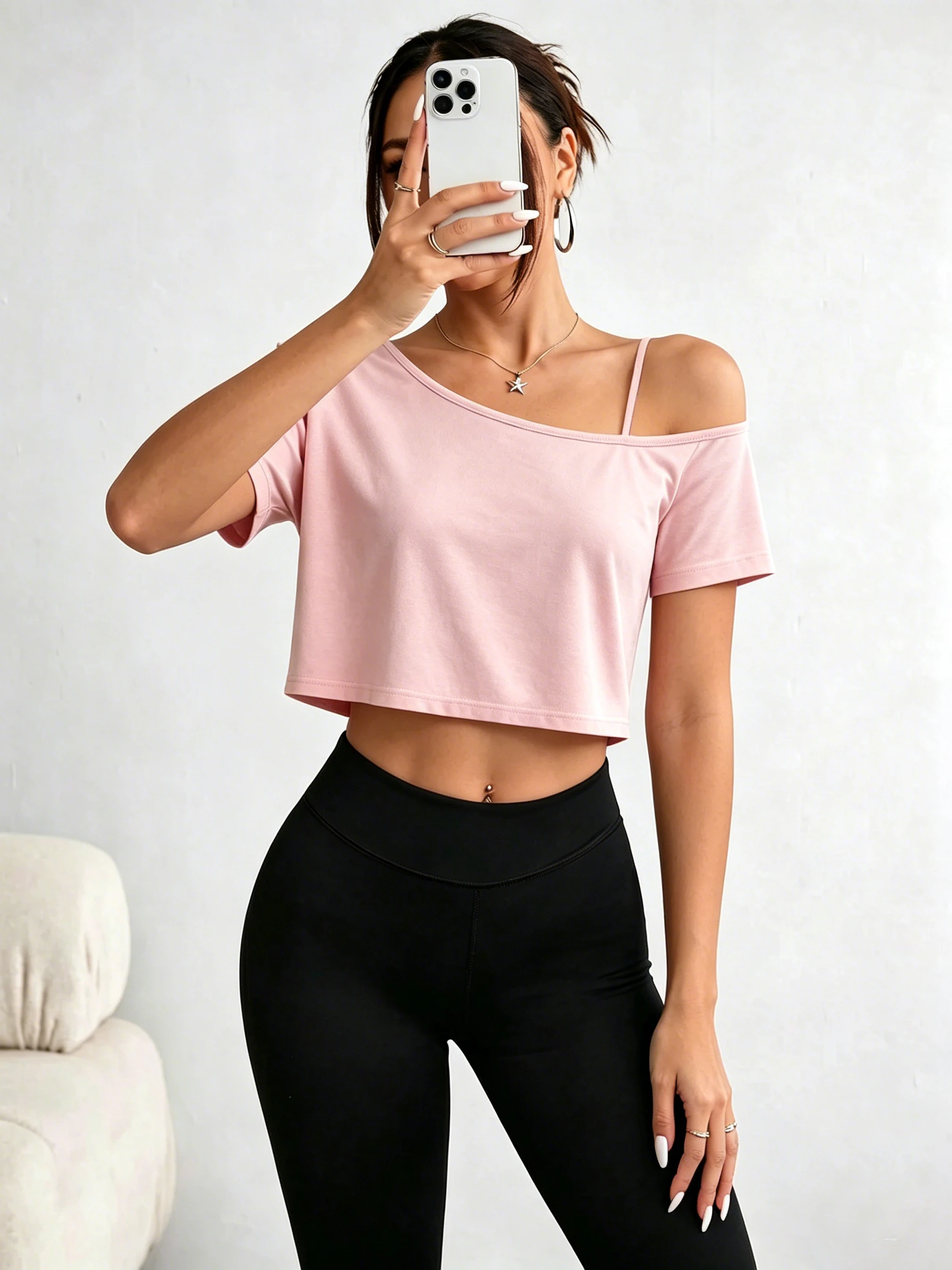 Women Y2K Asymmetric Off Shoulder Crop Top Short Sleeve Loose Tee Casual Daily Streetwear Going Out Tops