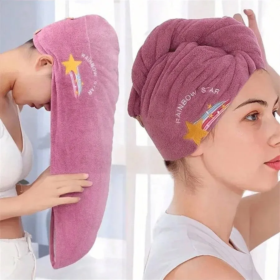 Multicolor purple retro hair drying cap, cute rainbow hair scarf, headscarf, shower cap