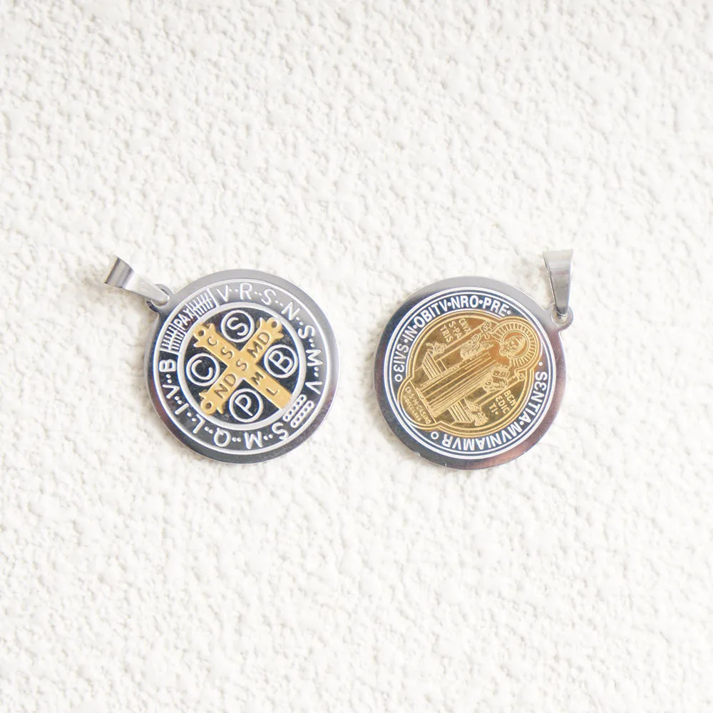 2 قطعة الفولاذ المقاوم للصدأ سان بينيتو قلادة للمجوهرات المعدنية سان بينيتو ميدالية لقلادة سوار بالجملة