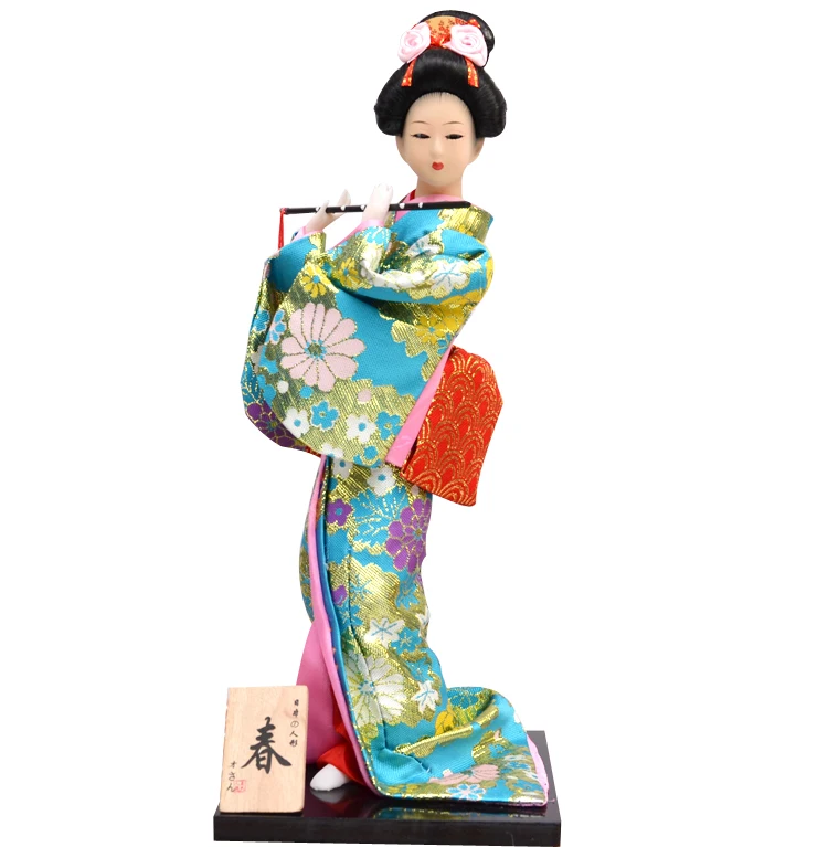 30cm Japanese Lovely Geisha Figurines Ornaments with Beautiful Kimono Home Office Decoration Miniatures Birthday Gift ZL211