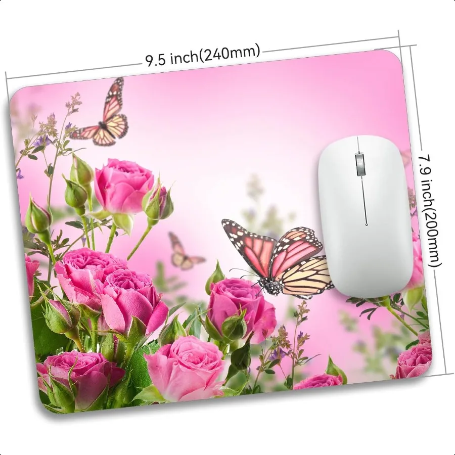 Mauspad mit schönen Blumen und Pflanzen, Gummiunterseite, rutschfestes Mauspad für Büro, Schreibtisch, Laptop, Computer, Mauspads