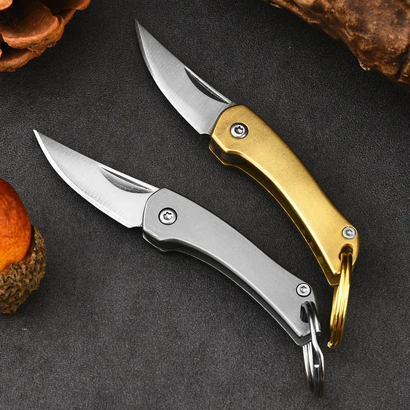 Vintage Brass Mini Folding Knife Portable Keychain Pocket Knife Sharp EDC Tool For Unboxing Express Package