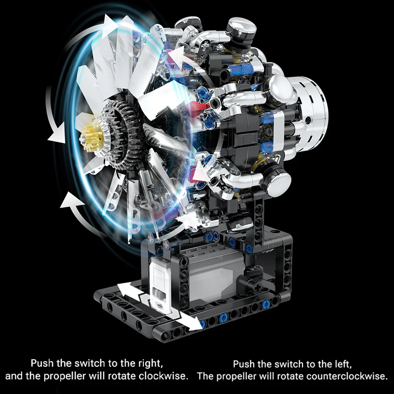 Nuevos bloques de construcción de motor de combustión interna de motor de avión V8, kits educativos de potencia de modelo de simulación, regalos para niños