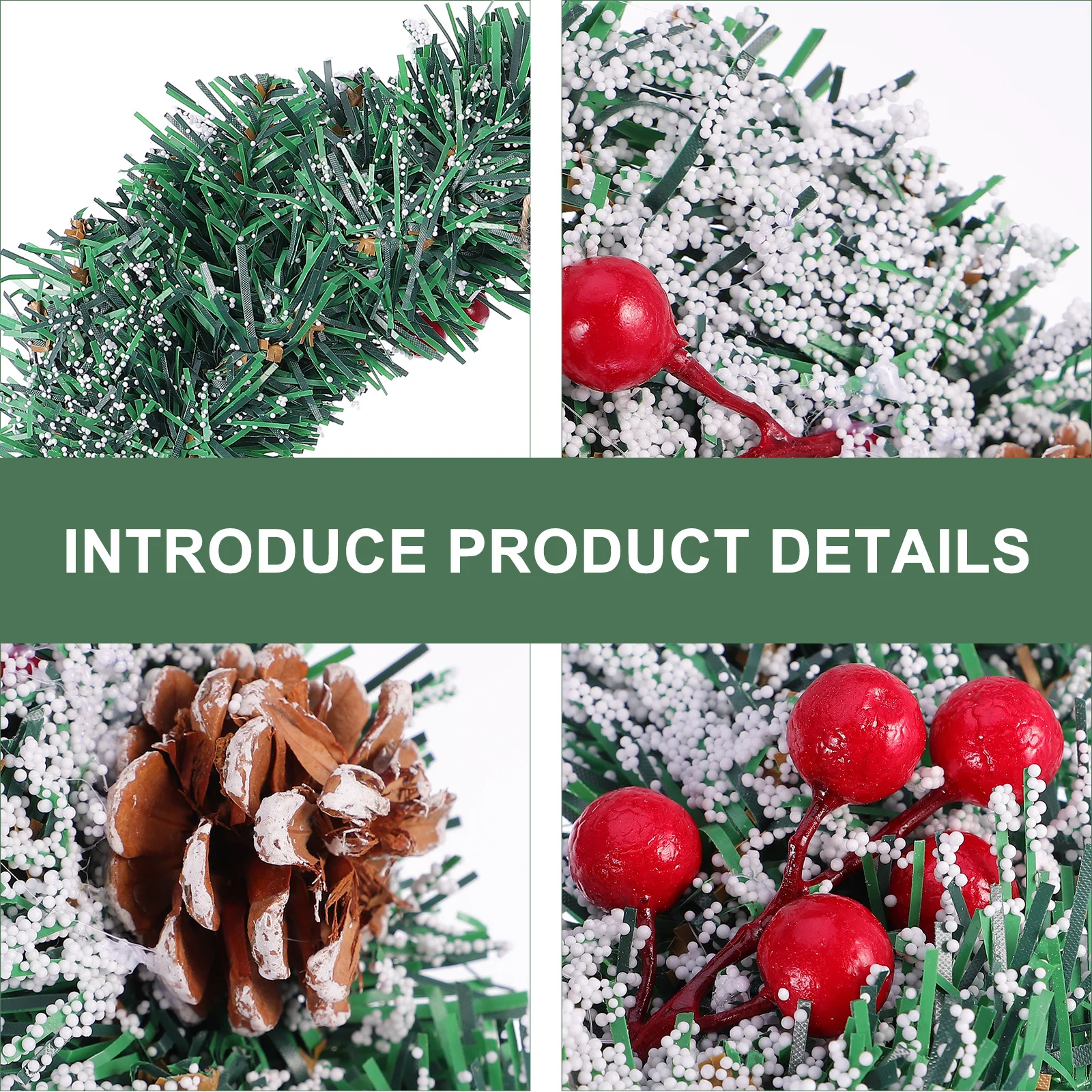 

Christmas Wreath PVC Material Decorative Garland for Doors Windows Walls Photo Prop Lightweight Portable Household