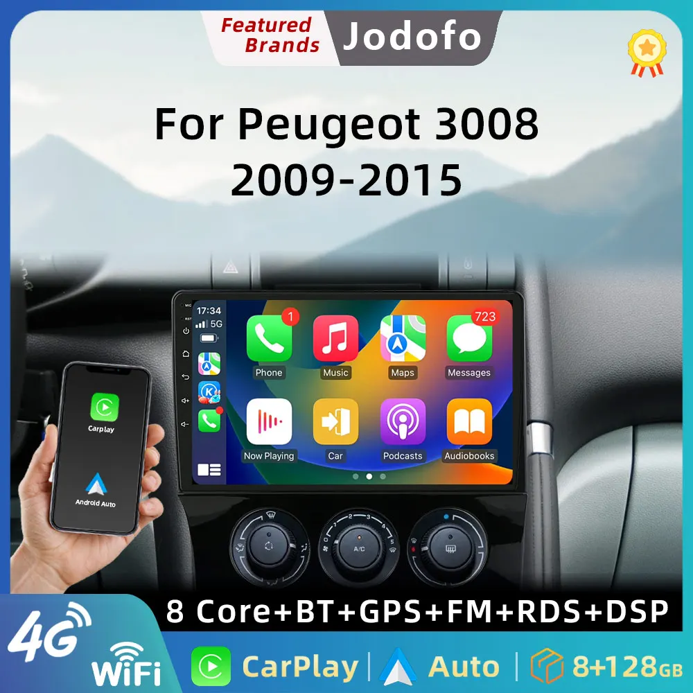 

Autoradio Car Radio for Peugeot 3008 2009-2015 2din Android 12 Multimedia Video Player Stereo GPS Carplay Touch Screen RDS