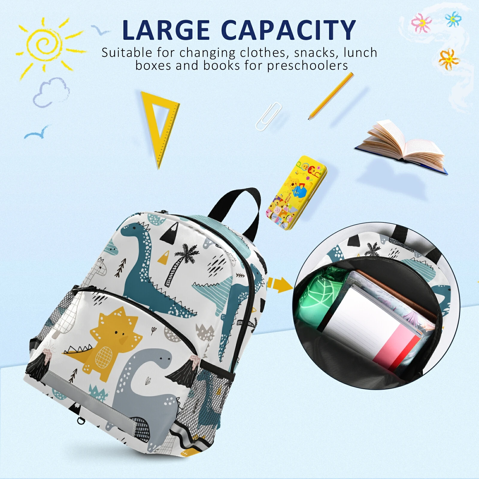New Dinosaur Children's schoolbag Boy's Cartoon Backpack lightweight primary school Backpack suitable For Children aged 3-8