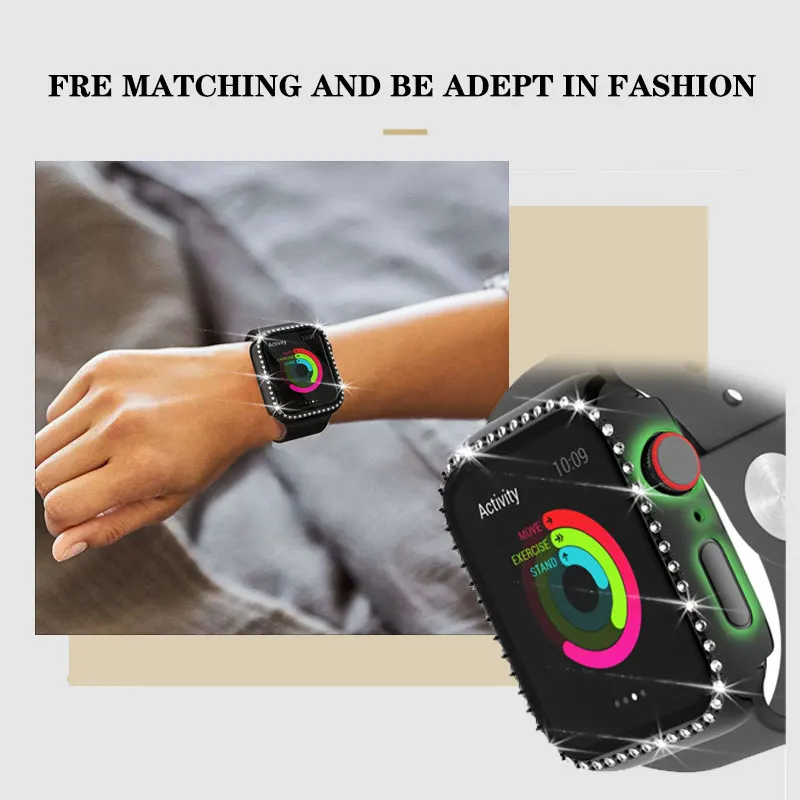 Diamond Case For apple watch Series 9 8 Ultra 49mm Protector Cover Watch Shell Frame 44mm 40mm for apple watch 7 case 41mm 45mm