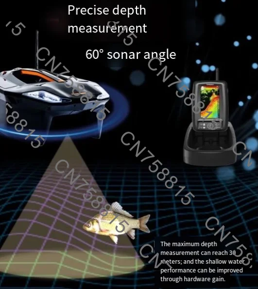 Nesting Boat Wireless Sonar TF520 Detector, 300 Meter Range Portable Sensor for Marine Depth Measurement