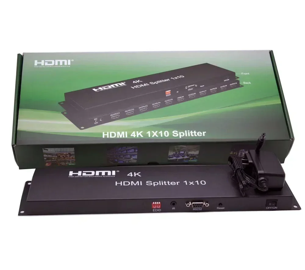 4K 1x10 HDMI Splitter 1080P 60Hz 1x8 Video Distributor 1 Input 8 10 Outputs for PS3 PS4 DVD Camera Laptop PC To Multi TV Monitor