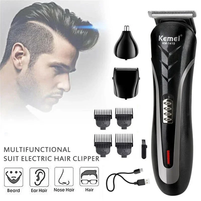 Kemei KM-1419 Rechargeable Electric Hair Clipper Men'S Household Shaver hair trimmer and nose trimmer 3 in 1