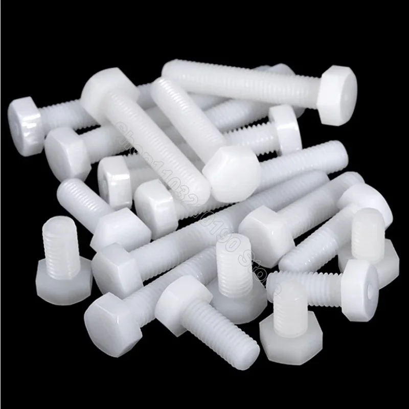 

2-30Pcs White Nylon External Hex Head Screws M3-M8 M10 M12 Plastic Hexagon Bolts for Heat/ Electricity Insulation USE L= 5-60mm