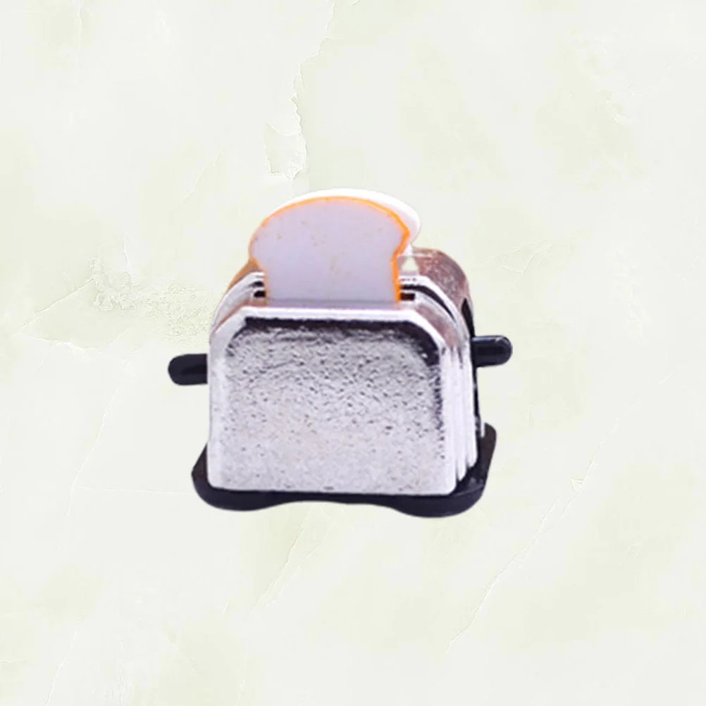 

Small Household Appliances Mini Kitchenware Miniature Bread Maker Machine Toaster Alloy Ornament