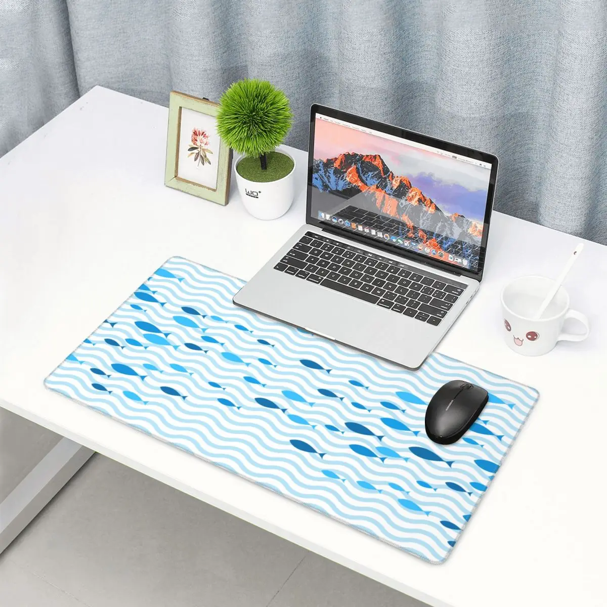 Swimming Fish Pattern Office Table Mats Mousepad Large Laptop Fabric Gamers Mouse pad