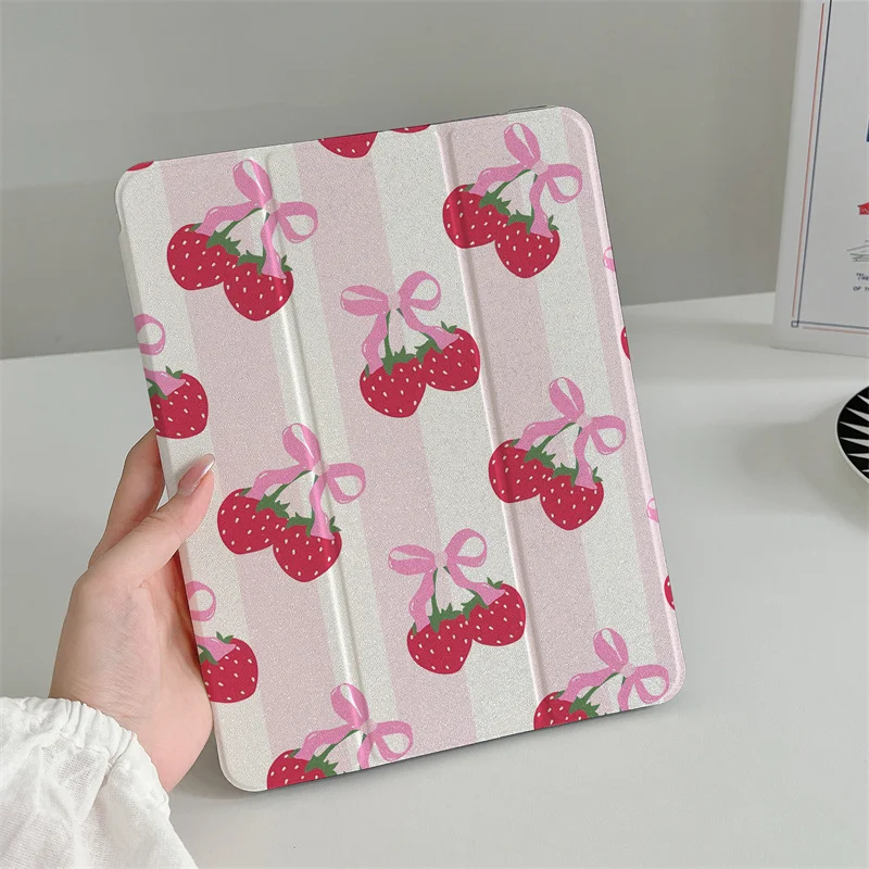 

Cute Strawberry For Apple iPad Air 2024 Pro 11 inch Air5/4 10.9 iPad 5/6/7/8/9 9.7 Air 3 10.2/10.5'' mini 6/5/4 Cover Soft Cases