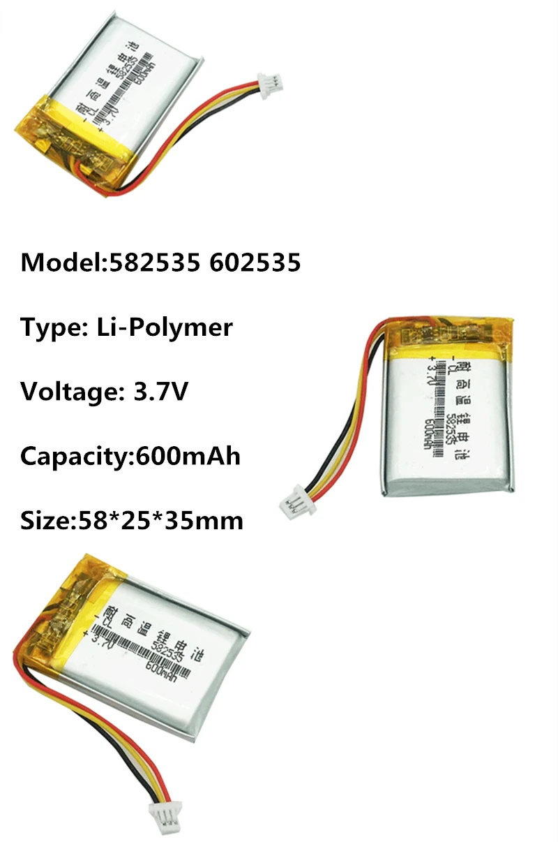 1-4 szt. Nowy akumulator litowo-polimerowy 582535 SP5 3.7V 600mAh do rejestratora film nawigacyjny DVR Cubex V50 Hp F550g КАРКАМ М2