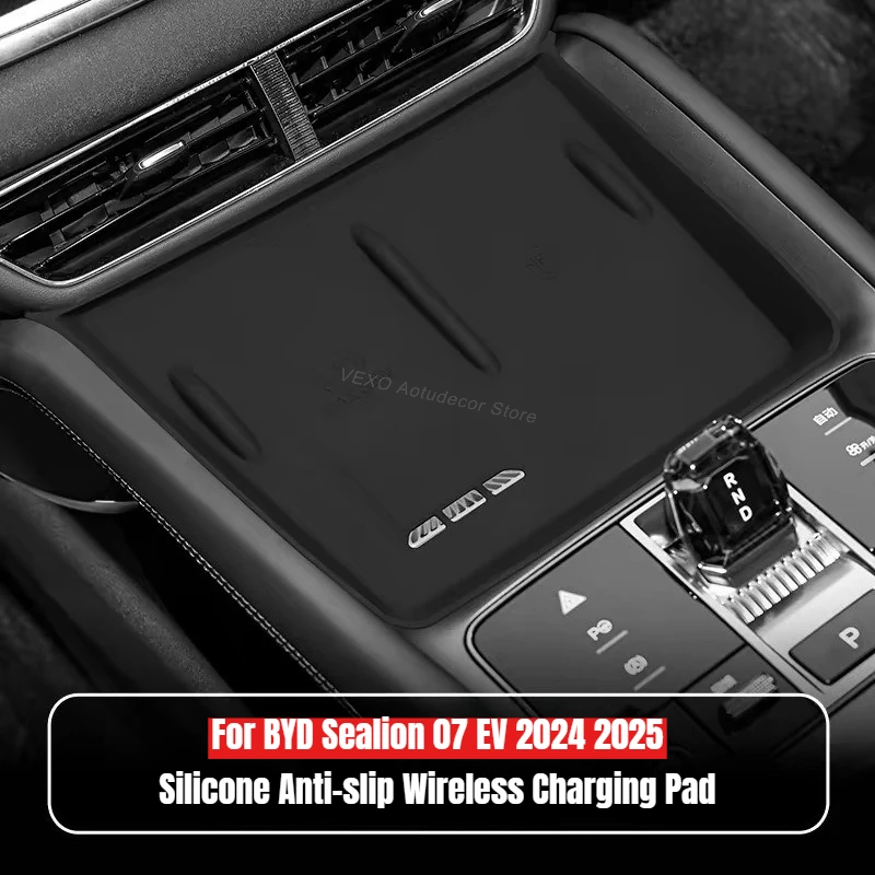

Anti-slip Wireless Charging Pad Silicone for BYD Sealion 07 EV 2024 2025 Center Console Protector Mat Car Interior Modification
