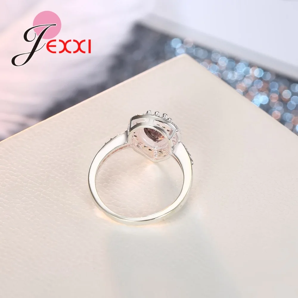 Elegance Good Quality Waterdrop Crystals 925 Sterling Silver Rings Jewelry For Women Wedding Engagement Nice Gifts