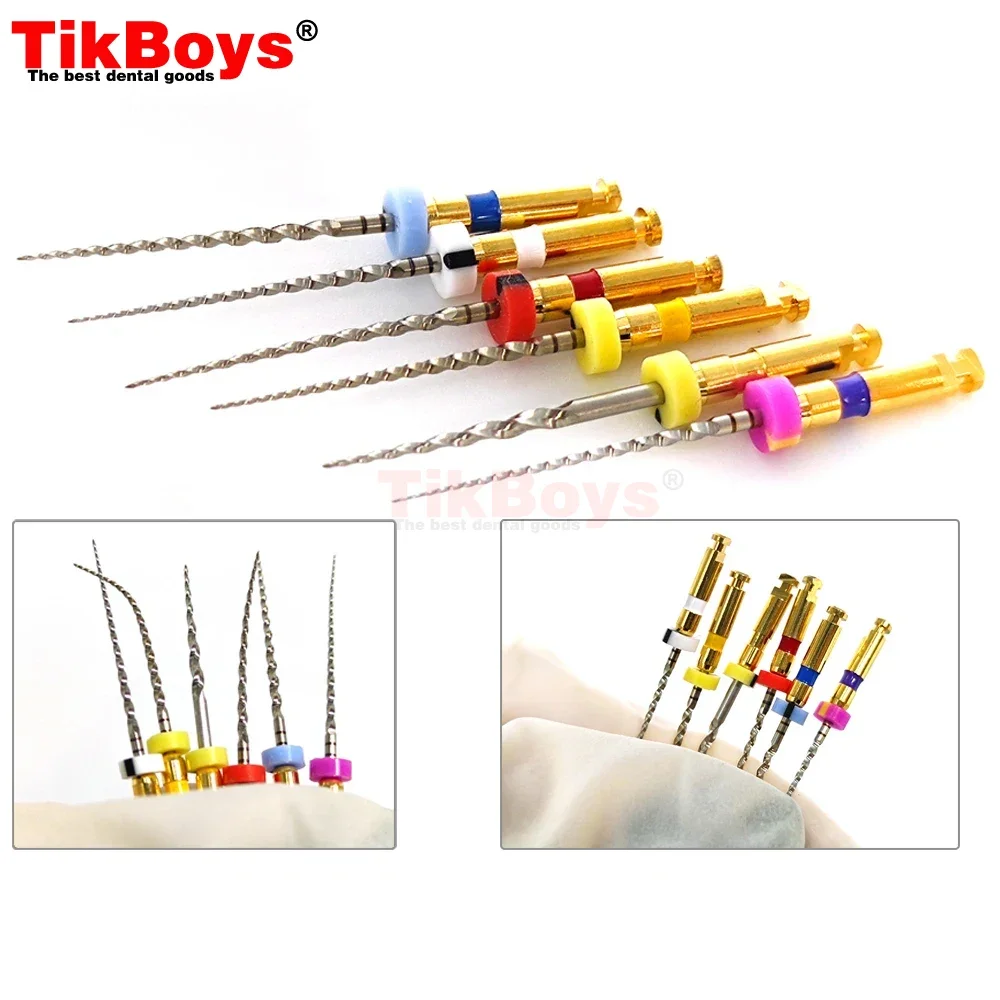 6 sztuk/paczka 25mm pilnik do kanału korzeniowego Plus pilniki endodontyczne Nitinol pilnik dentystyczne pilniki obrotowe narzędzia doustne zginane materiały dentystyczne Super — zdjęcie 3