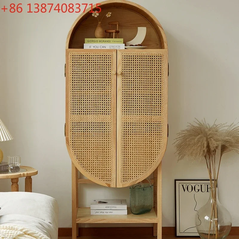 Solid Wood Wine Cabinet Living Room Wall Home Leisure Display Cabinet Villa Simple