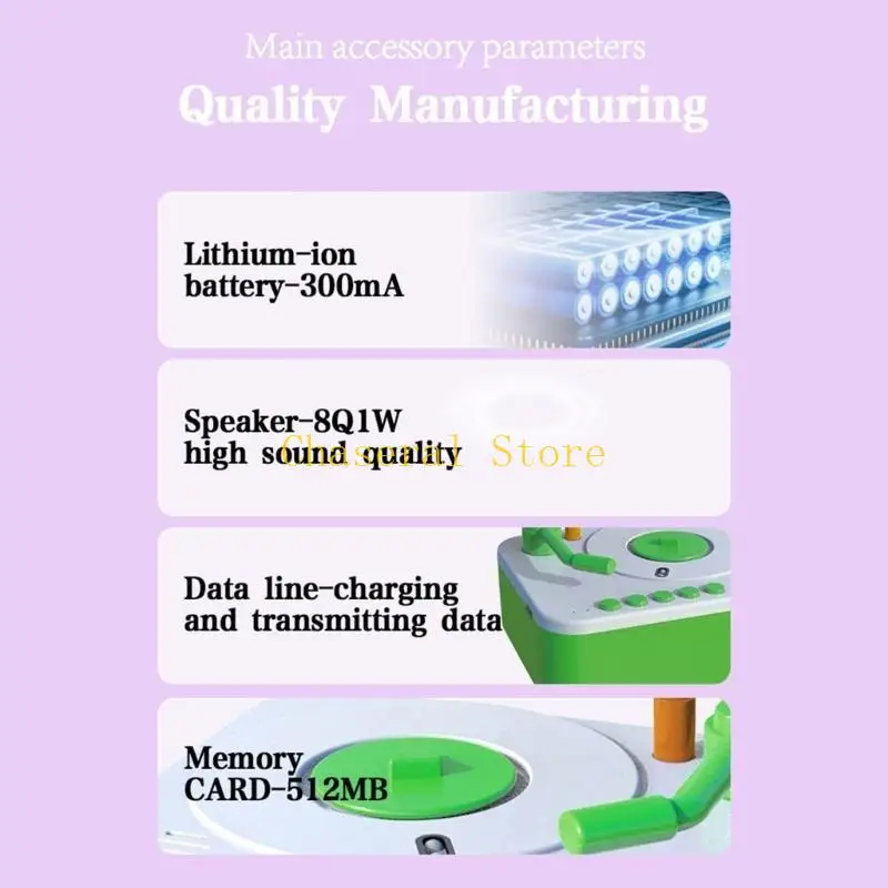 E7ce Early Childhood Phonograph Educational Abs Toddler Gramophone voor jongens en meisjes vroege kleuterschoolleerapparaat