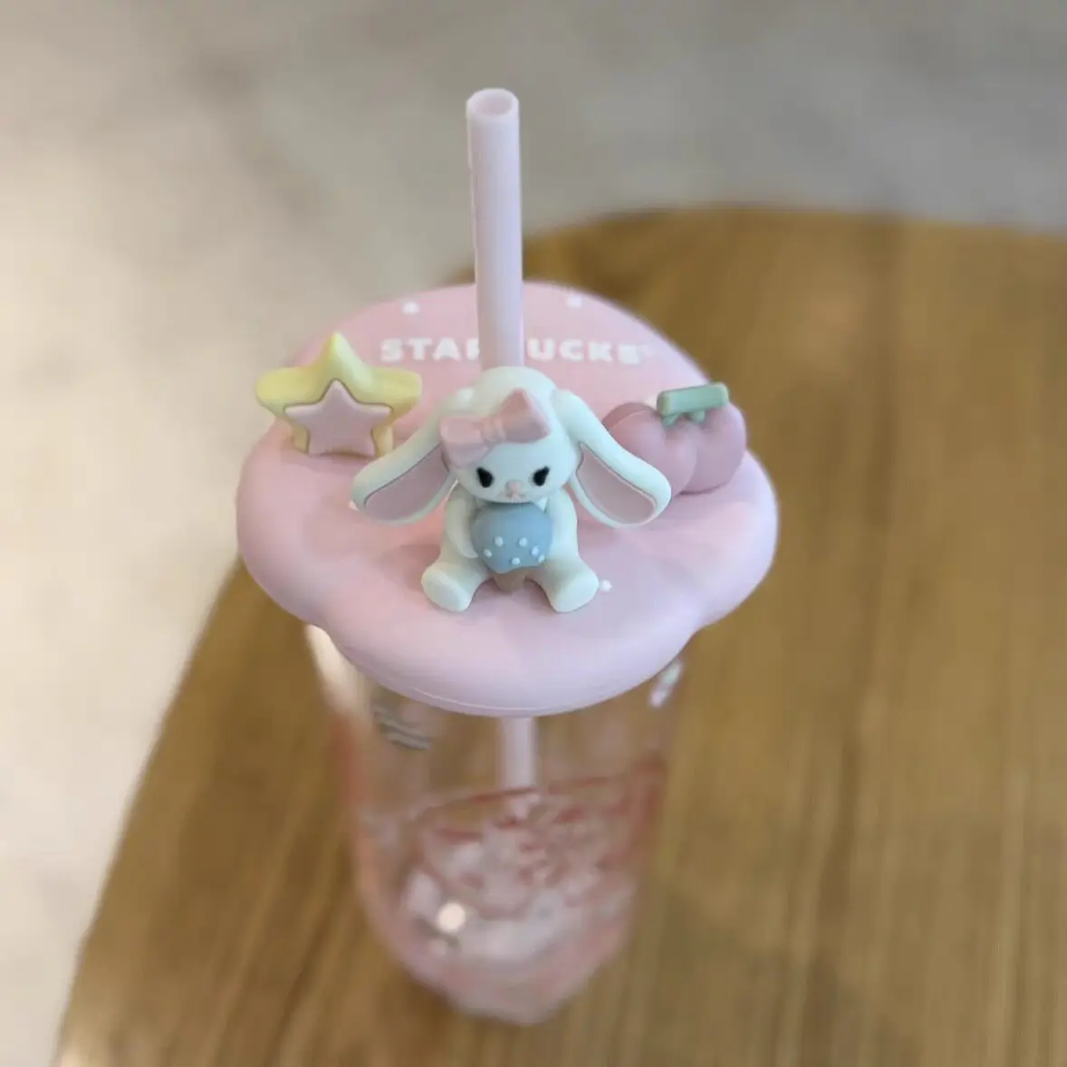 Cute Bear Shaped Glass Straw Cup Creative Transparent Water Bottle Portable Drinking Mug Gift For Adults - view 4
