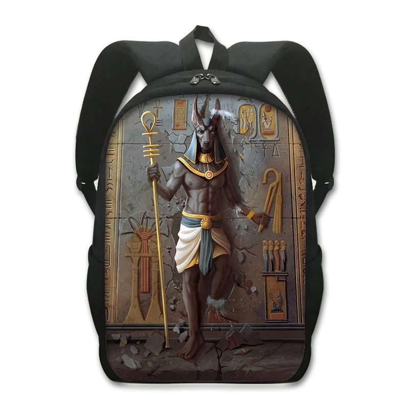 Egyptian Art Print Backpack for Teenager Boys Girls Children School Bags Egypt Pharaoh Anubis Canvas Book Bag Student Schoolbags