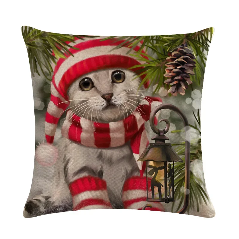 Lovely Animal Dress Up Series Flax Embrace Pillowcase Family Adornment Sofa Car Cushion Cover 45*45cm