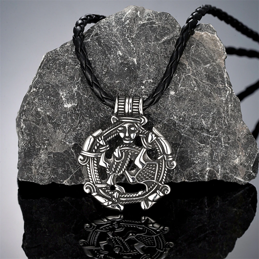 Norse Mythology Loki Necklaces Men Hollow Stainless Steel Viking Runes Trinity Pendant Amulet Vintage Scandinavian Jewelry Gifts