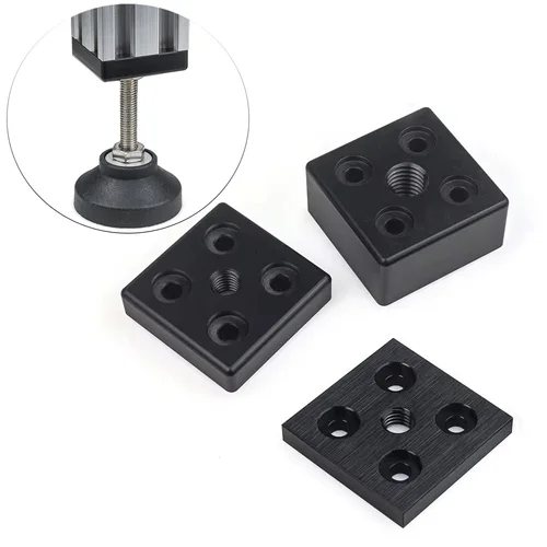 Imagen 1 del producto Placa de pie roscada central con ranura en V, estándar Universal, 40x40, soporte para ruedas, placa de montaje para perfiles de aluminio con ranura en V 4040