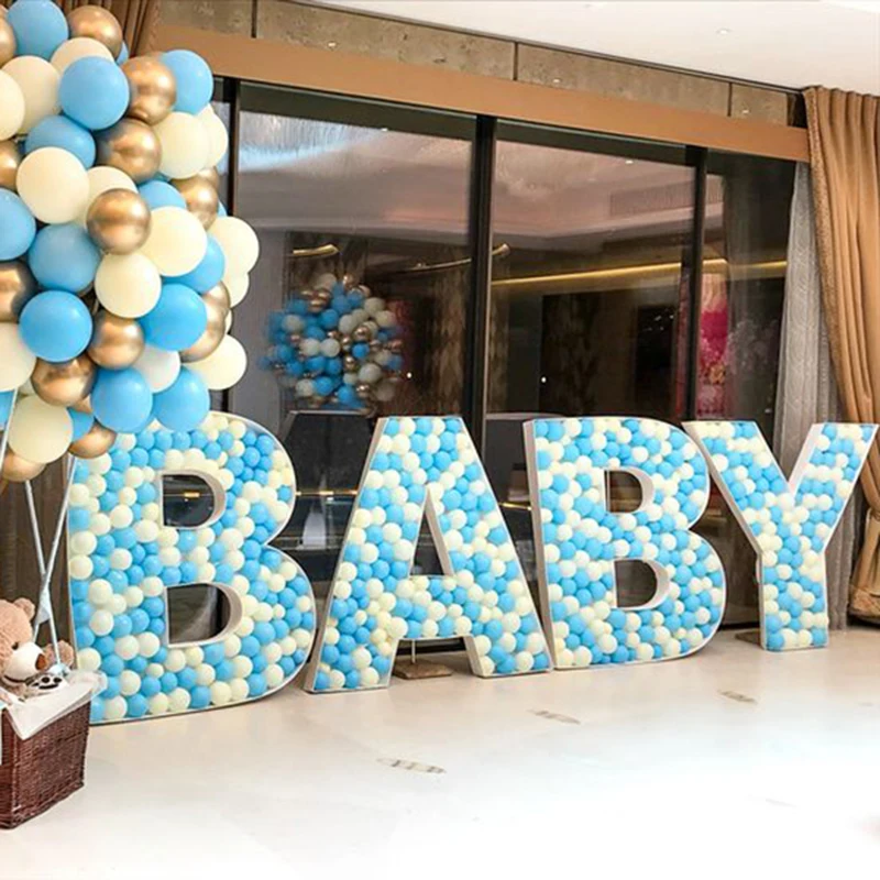1set 70CM white Giant Letter Frame ONE BABY Birthday Wedding Baby shower Party Decoration DIY Name Balloon Filling Box