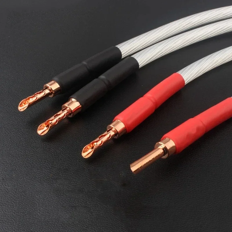 4pcs Speaker Audio Cable 5N OCC Silver Plated Jumper Bridge Cable Y Spade to Y Spade Plug Wire