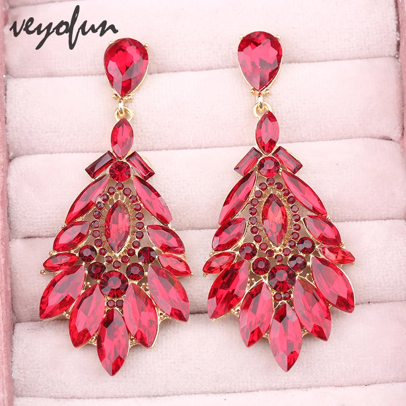 Veyofun Luxury Hyperbole Crystal Drop Earrings Elegant Bridal Earrings for Women Fashion Jewelry New Brinco