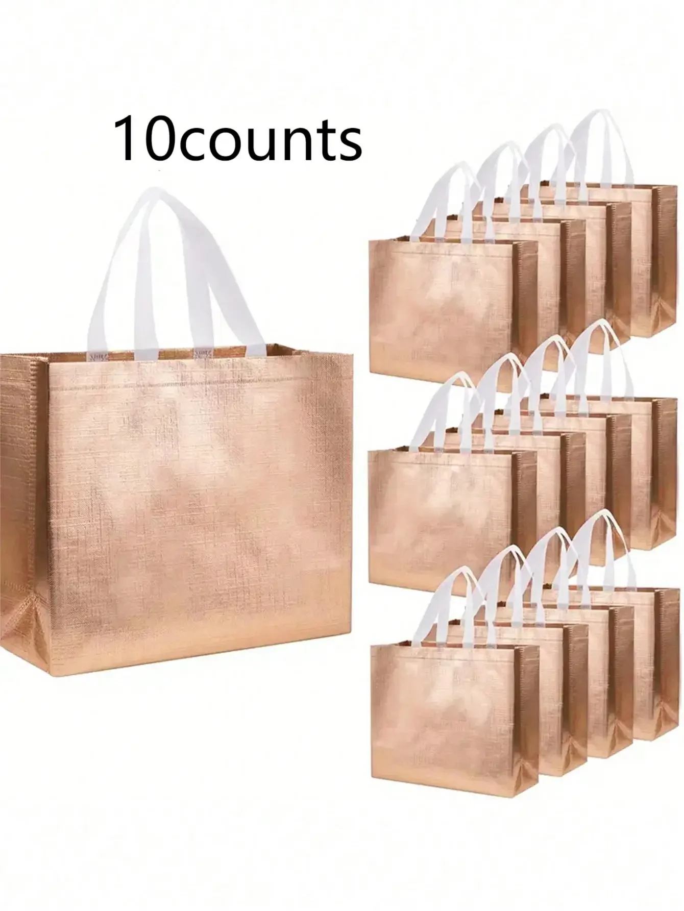 

D2 10Pcs Silver Gold Reusable Gift Tote Grocery Shopping Bag Gift For Bridesmaids Birthday Party Wedding Bachelor Party Supplies