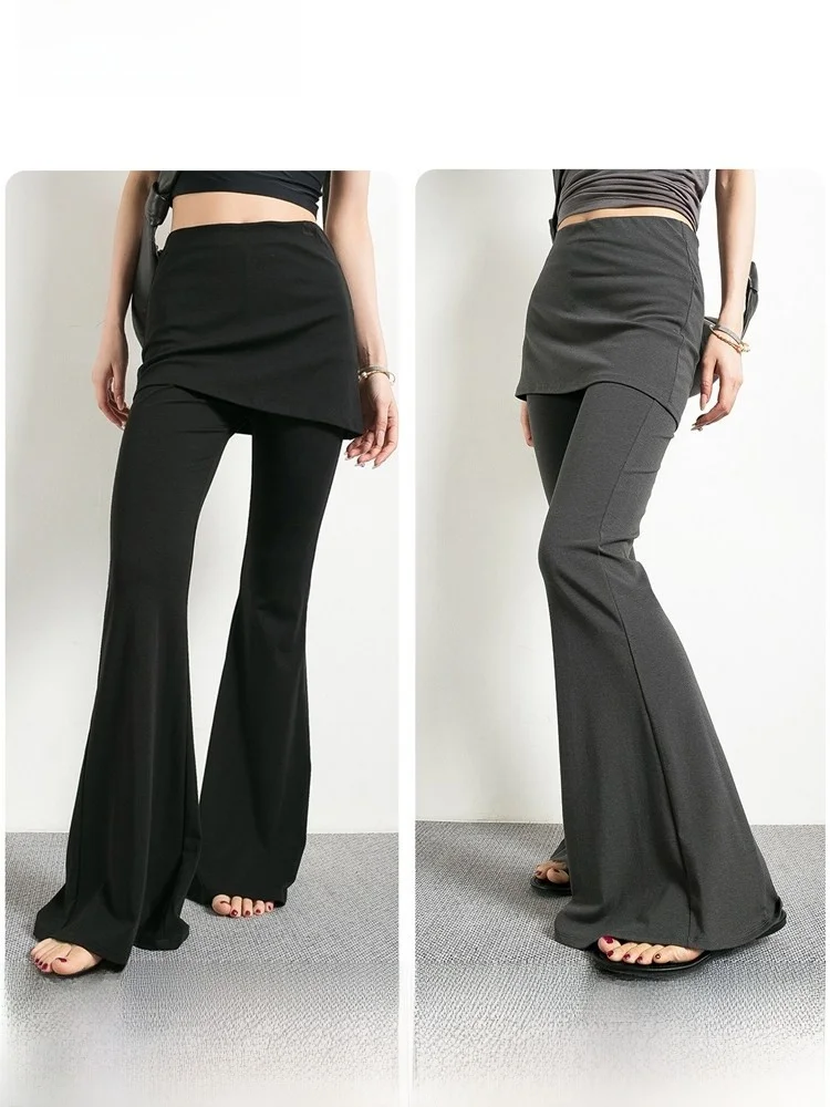 

Trendy Floral High Waist Thin Stretchy Casual Skirt Pants Women Summer 2025 New Bell Bot Floor Length Pants