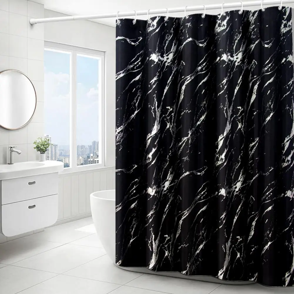 Bathroom Shower Curtain Elegant Silver Hot Stamping Marble Pattern Waterproof Shower Curtain cortina de banheiro invisível