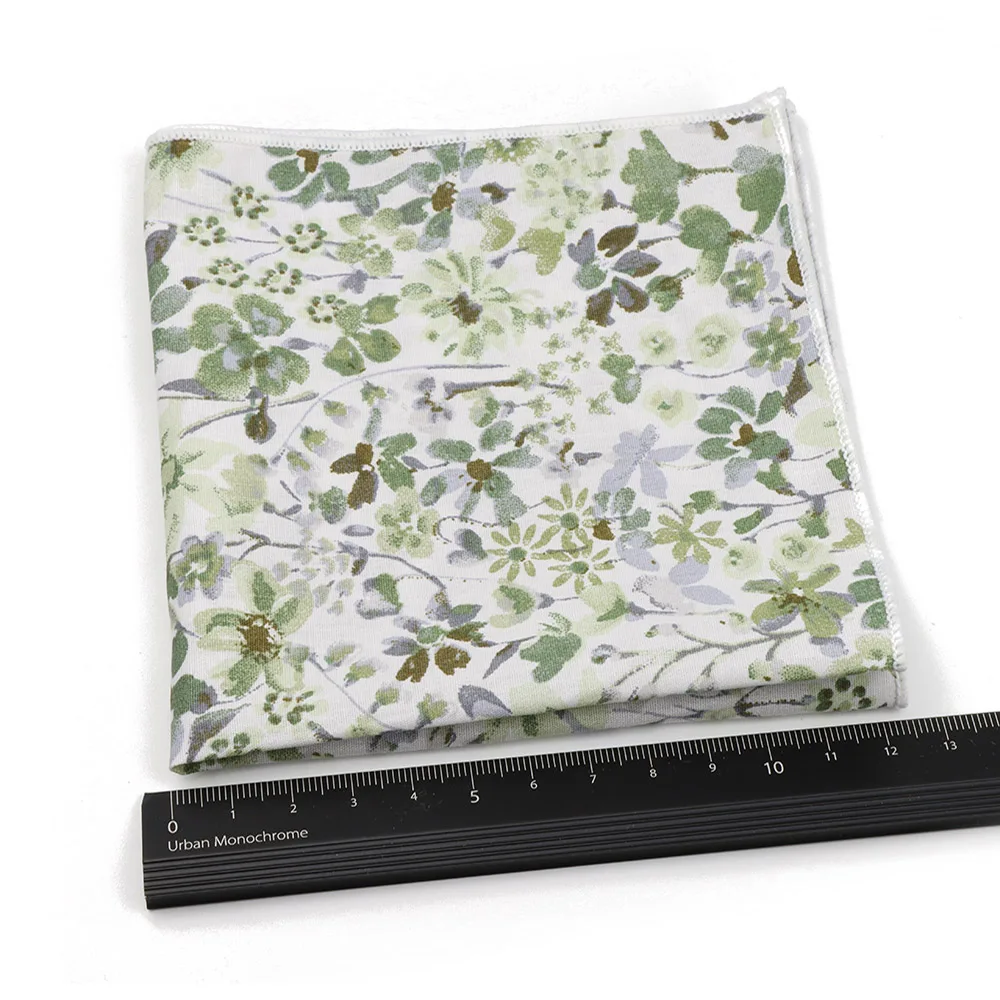 منديل رجالي جديد لحفلات الزفاف ملابس يومية قميص العريس بدلة إكسسوار هدية منديل قطني كلاسيكي نمط الأزهار جيب مربع