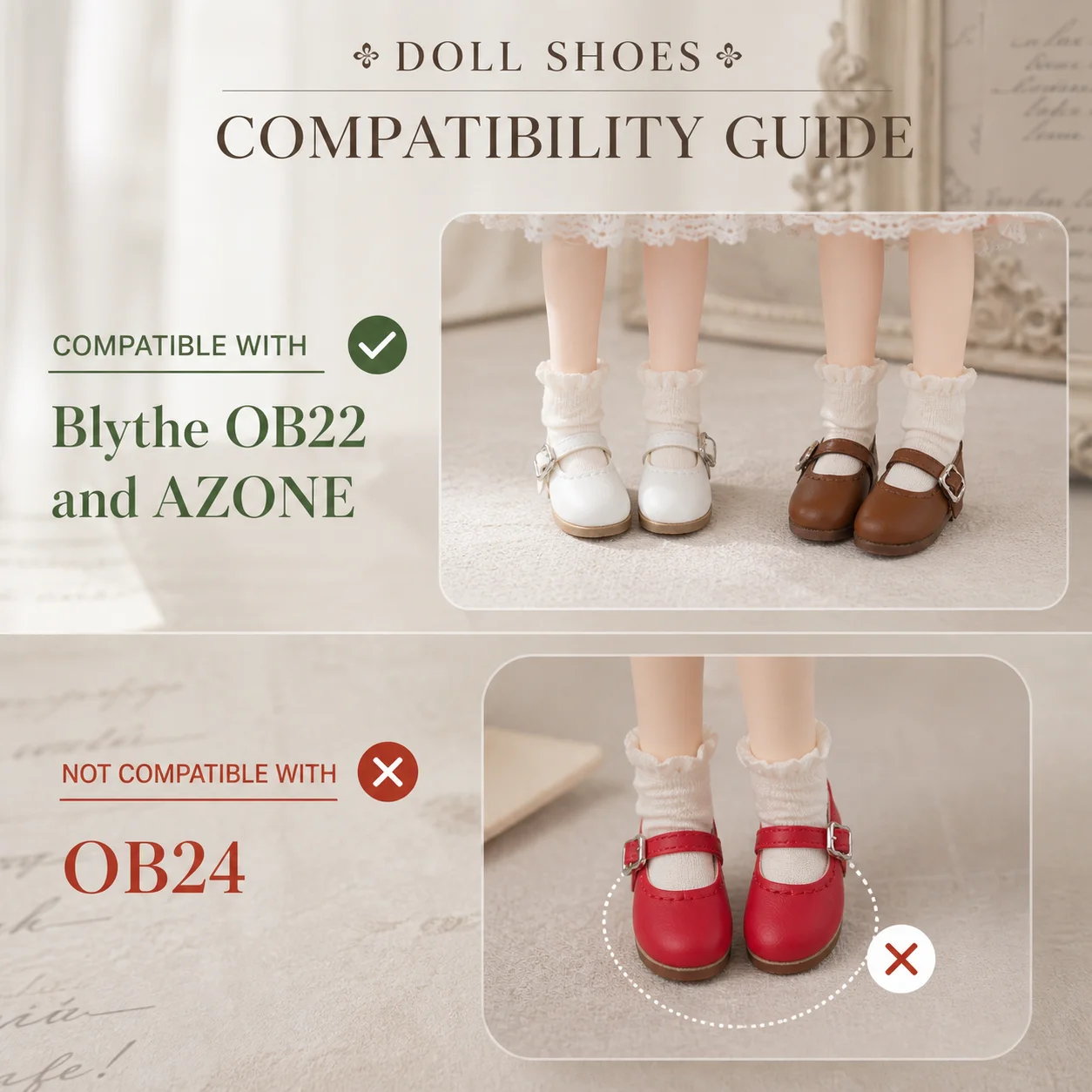 Blythe doll Shoe Accessories OB22 Azone doll Shoe Collection Mary Jane Small Leather Shoes High Heels Bow Shoes Flat Shoes