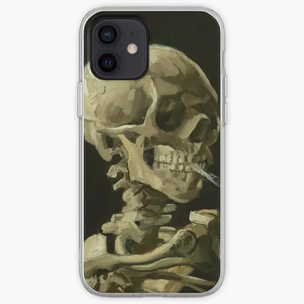 Funda de teléfono Van Gogh con estampado de calavera y Pos personalizable para iPhone X XS XR Max 6 6S 7 8 Plus 11 12 13 14 Pro Max Mini