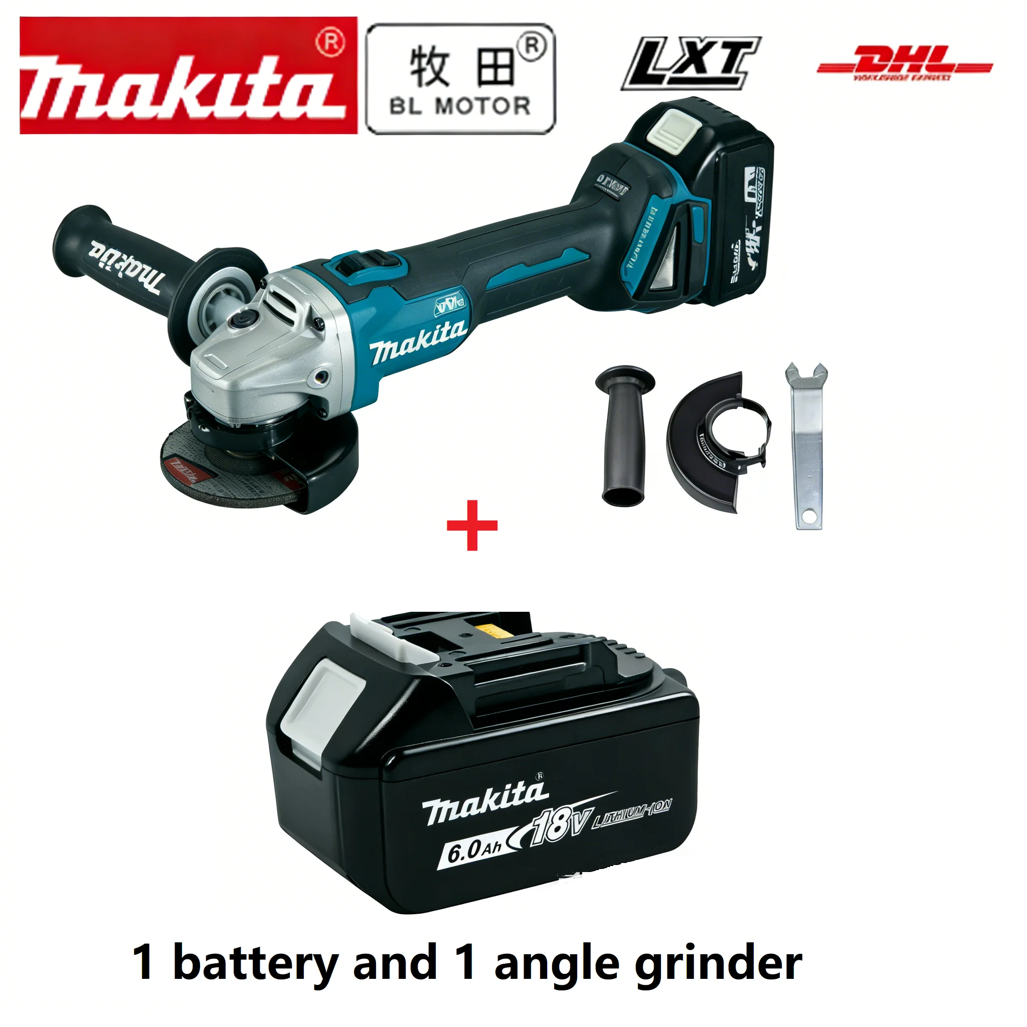 

Makita DGA404 18V 6.0Ah 125mm Batería de Litio sin EscobillasAmoladora Angular Cortadora Recargable Multifuncional todo en unoB