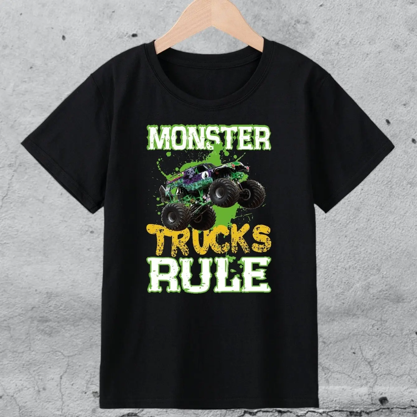 2024 Cool Monster Trucks Print Boys Meaningful T-Shirt Cool Versatile &Smart Short Sleeve Tee For Toddler Kids Gift Idea