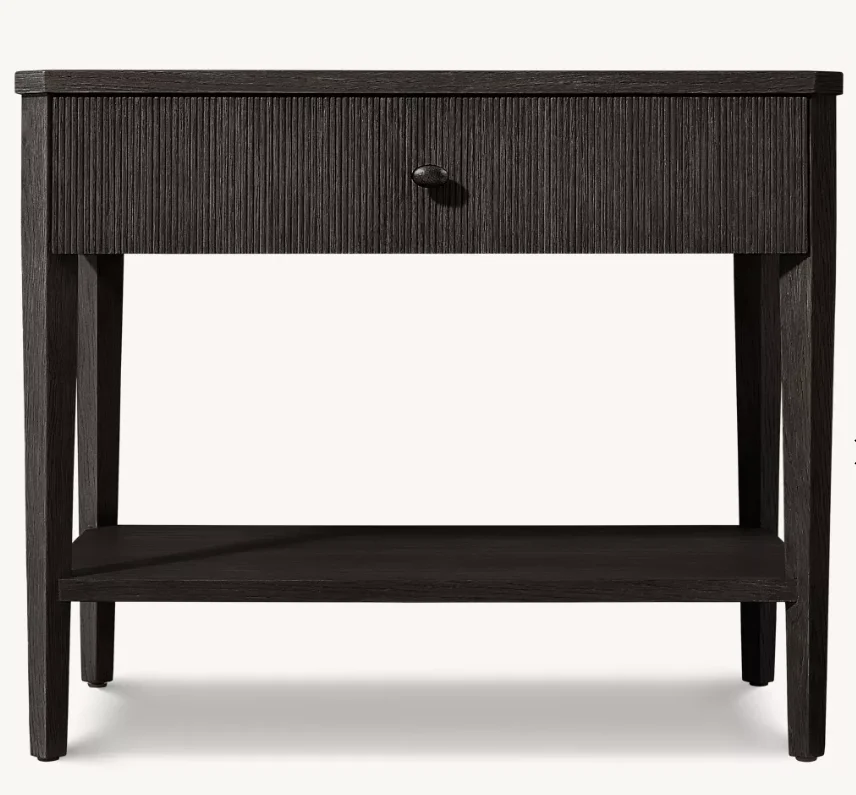 # Modern Luxury Black Wood Open Nightstand Reeded Open Bedside Table