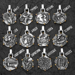 Twelve Constellations Stainless Steel Man Necklaces Pendant Chain Couple Gifts Women Fashion Jewelry Gifts Wholesale Dropshiping