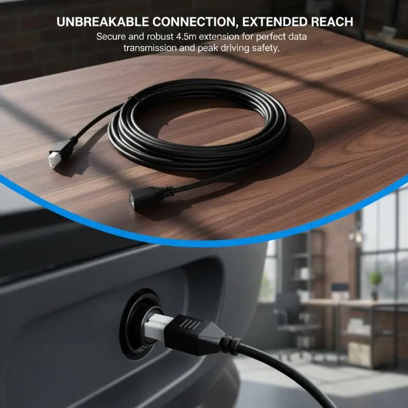 2 Pin Car Parking Backup Sensor Extension Cable Waterproof 2M/4.5M Weather-resistant Cord for Auto Reverse System Upgrade