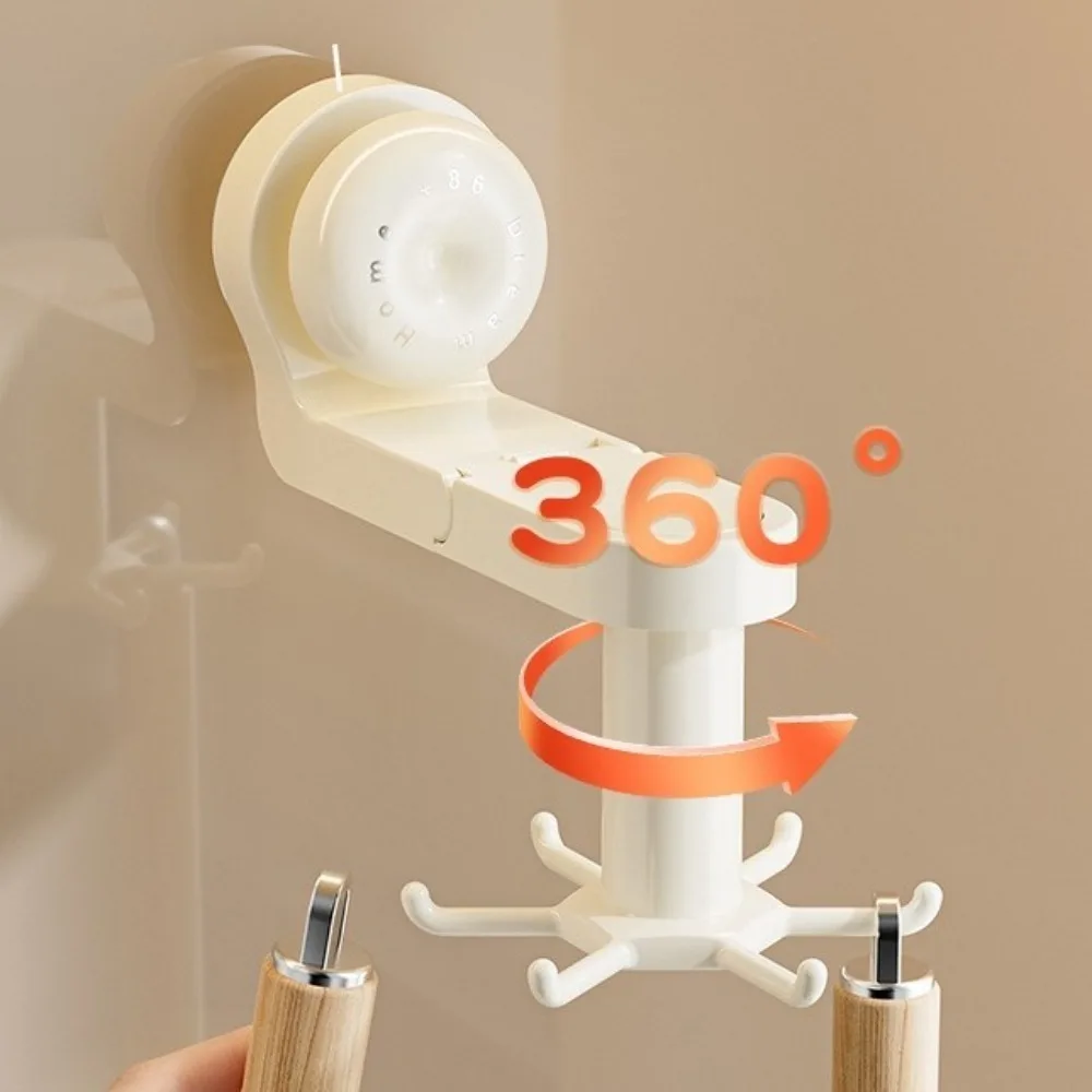 Rotatable Kitchen Rotating Hook Space-Saving Six-Claw Suction Cup Hook with Suction Cup Spatula Storage Rack Indoor Storage