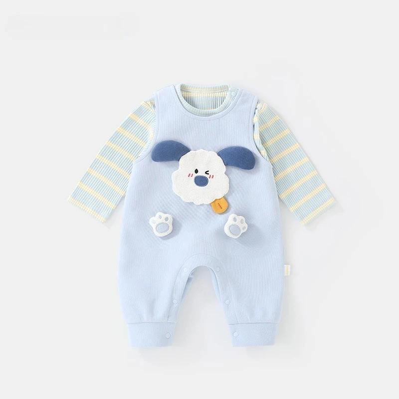 

2025 Spring Striped Baby 2Pcs Set Boys Girls Romper + Suspenders Outfit Newborn Jumpsuit