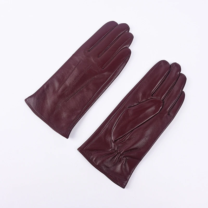 New Women'S Fall & Winter Warm Short Sheepskin Leather Gloves Fleece Lined Driving Business Casual Protective Glove