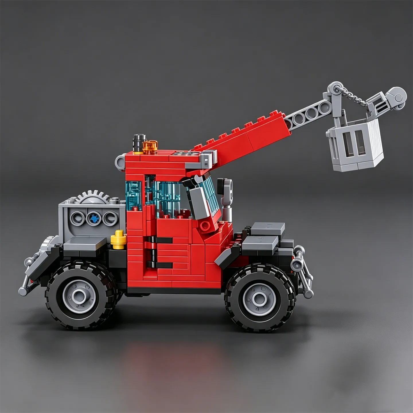 

City Series Telescopic Boom Forklift Fire Rescue Vehicle Building Blocks Firefighter Multi-Purpose Vehicle Model Toy