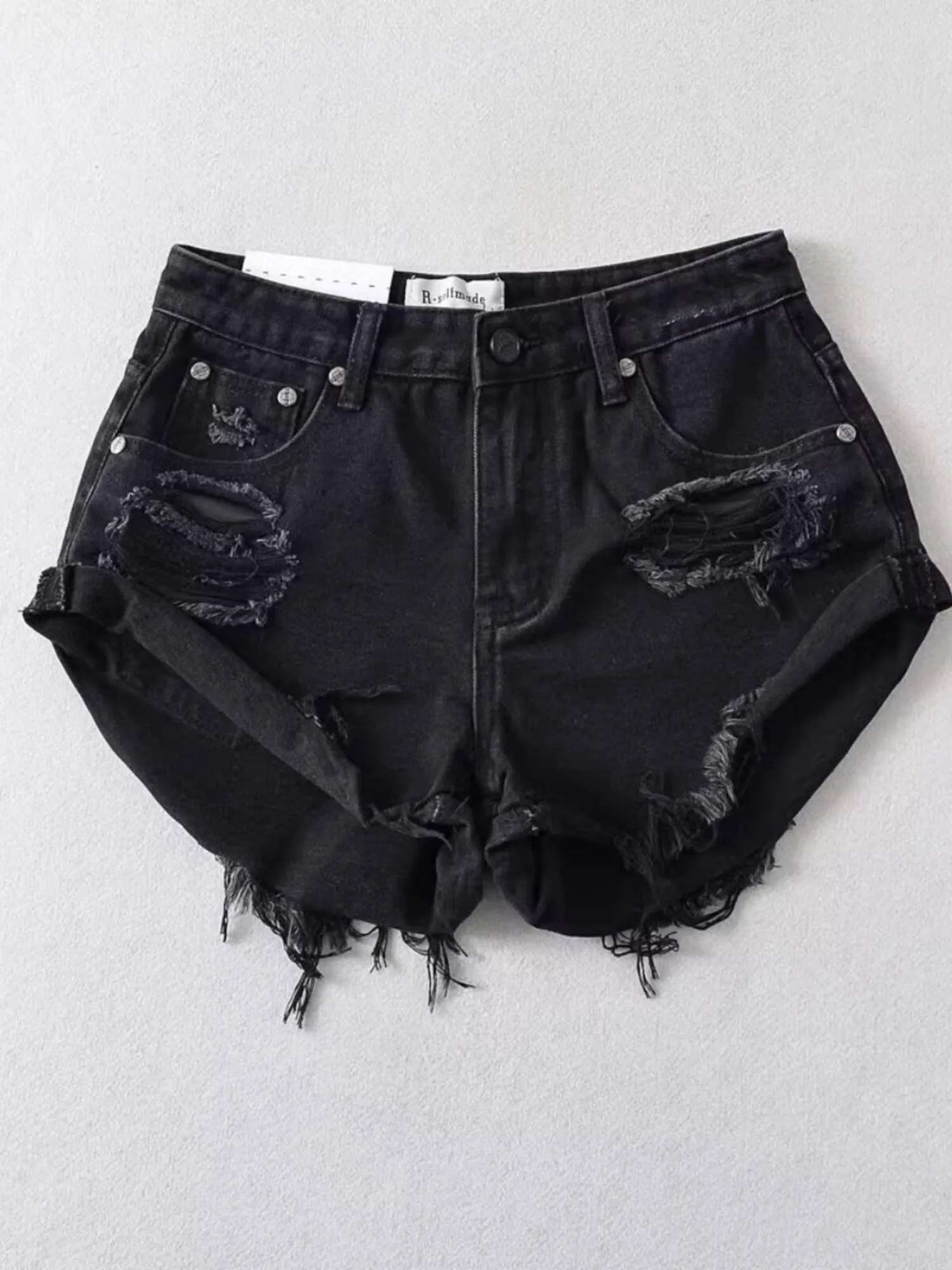 

Women's Low Rise Distressed Denim Shorts Y2K Heavy Ripped Frayed Hem Jeans Shorts Summer Streetwear Hot Pants Non-Stretch (S-XL)