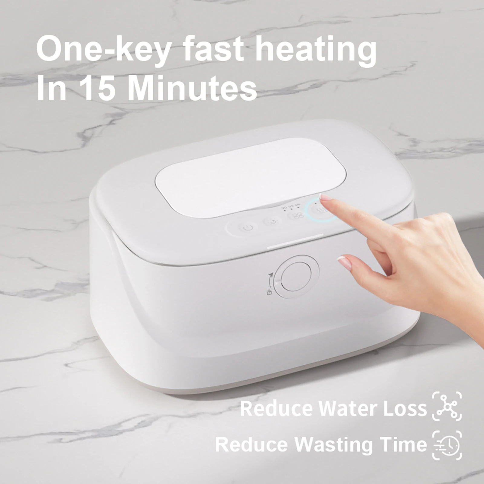 เครื่องอุ่นผ้าเช็ดทำความสะอาดเด็กขนาดใหญ่ พร้อม 3 ระดับอุณหภูมิ และ 3 ระดับความสว่างของไฟกลางคืน ระบบทำความร้อนด้านบน จ่ายผ้าเช็ดทำความสะอาดแบบเปียกได้ ความร้อนเร็ว