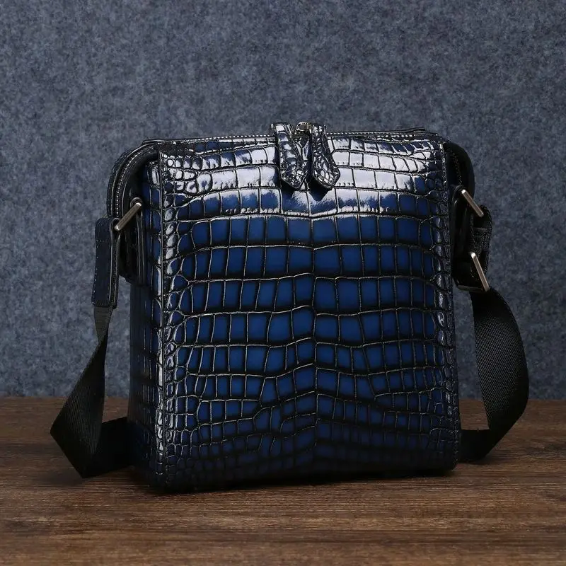Genuine Leather Men's Crocodile Pattern Shoulder Bag Fashion Men Messenger Chest Bag Vintage Crossbody Travel Bag SAC
